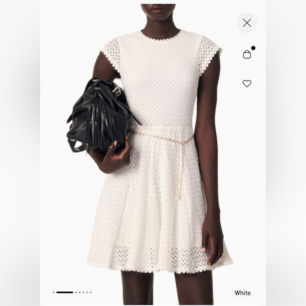 NWOT Maje- White Crochet Mini Dress